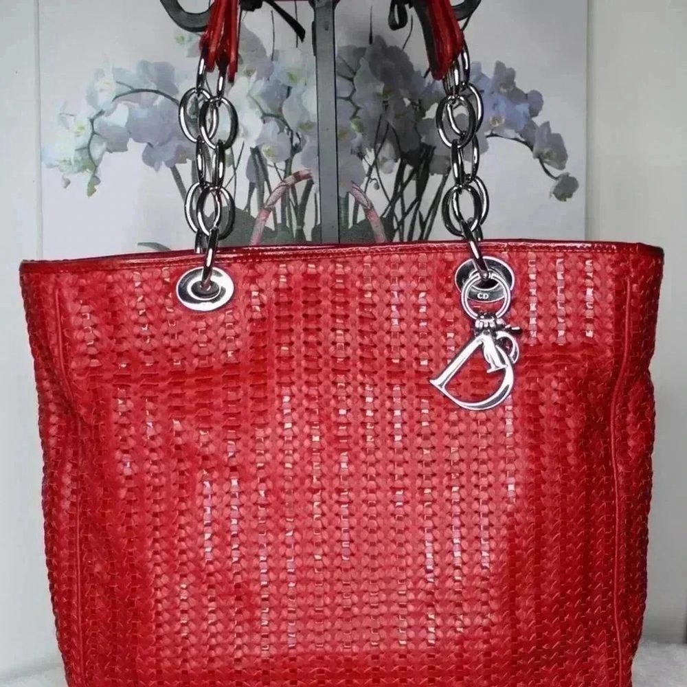 Dior Lambskin Rouge Woven Soft Tote